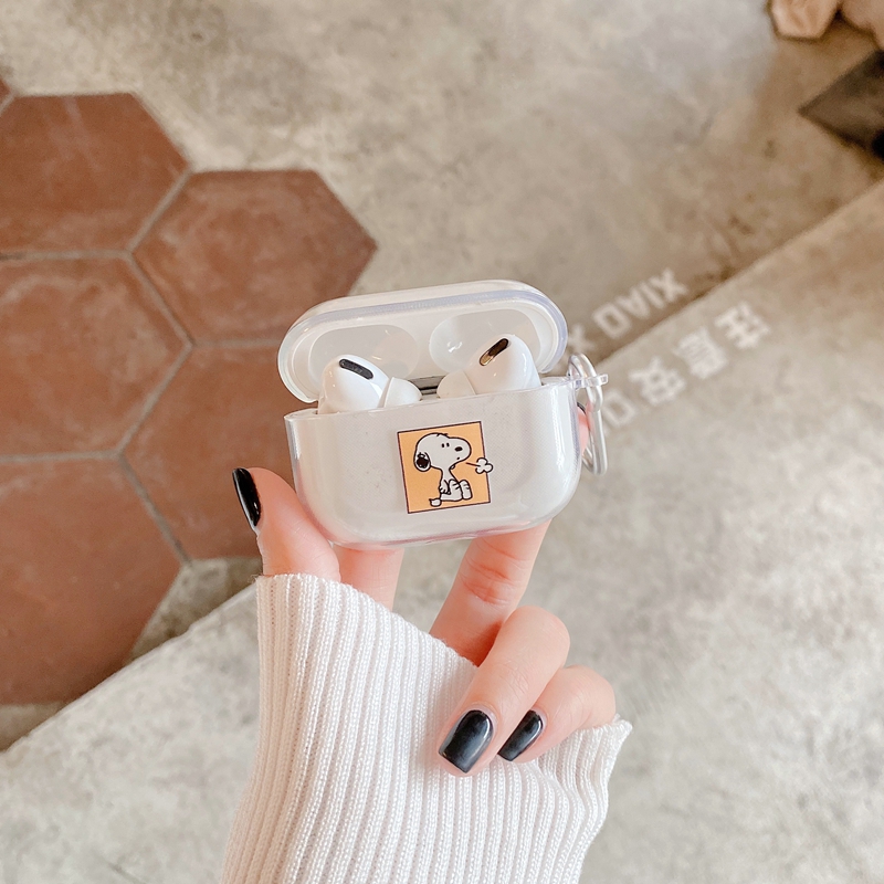 Ốp TPU dẻo trong suốt SUNTAIHO in hình gia đình Snoopy cho Apple Airpods Pro 3 Airpods 1/2