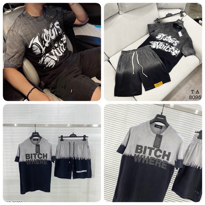 Bộ Quần Áo Nam .L.V In Chữ Chất Cotton cao Cấp - Bộ DSQ Nam Cao Cấp