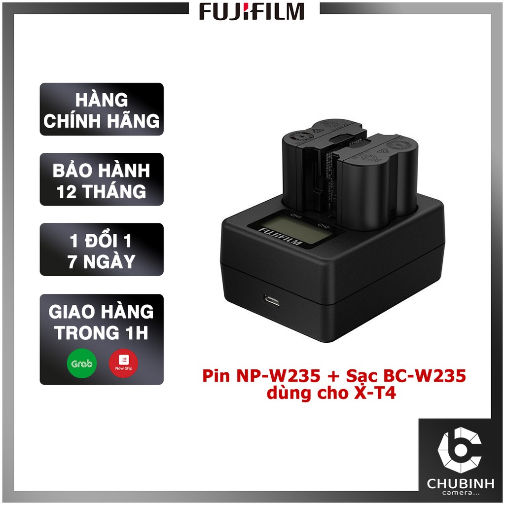 Pin Fujifilm NPW235 + Sạc Đôi BCW235 (Dùng cho Fuji XT4) | Chính Hãng