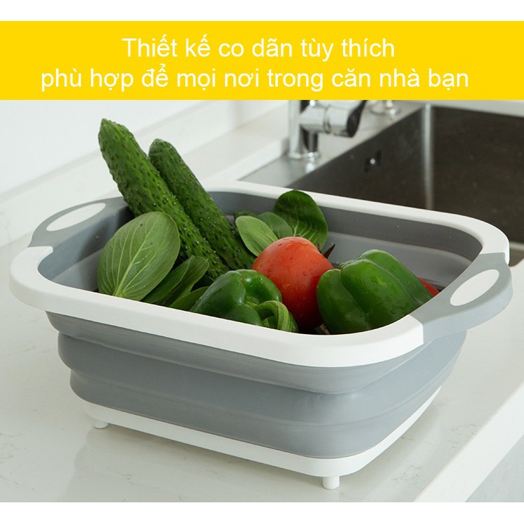 Chậu rửa gấp gọn thông minh đa năng tiện dụng kiêm thớt