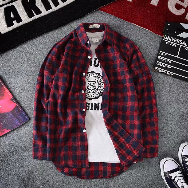 Áo sơ mi tay dài họa tiết sọc caro có 3 màu tùy chọn cho nam