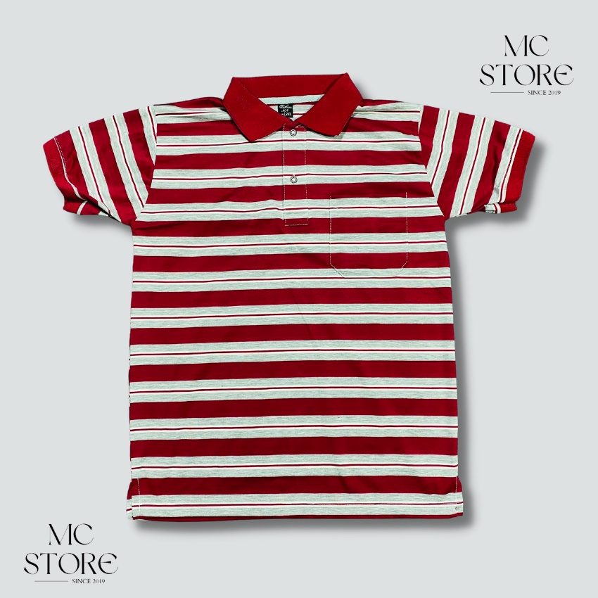 Áo thun nam polo kẻ ngang Bản Nhỏ có túi cao cấp ngắn tay full size 90kg cotton co giãn 4 chiều [MC STORE]