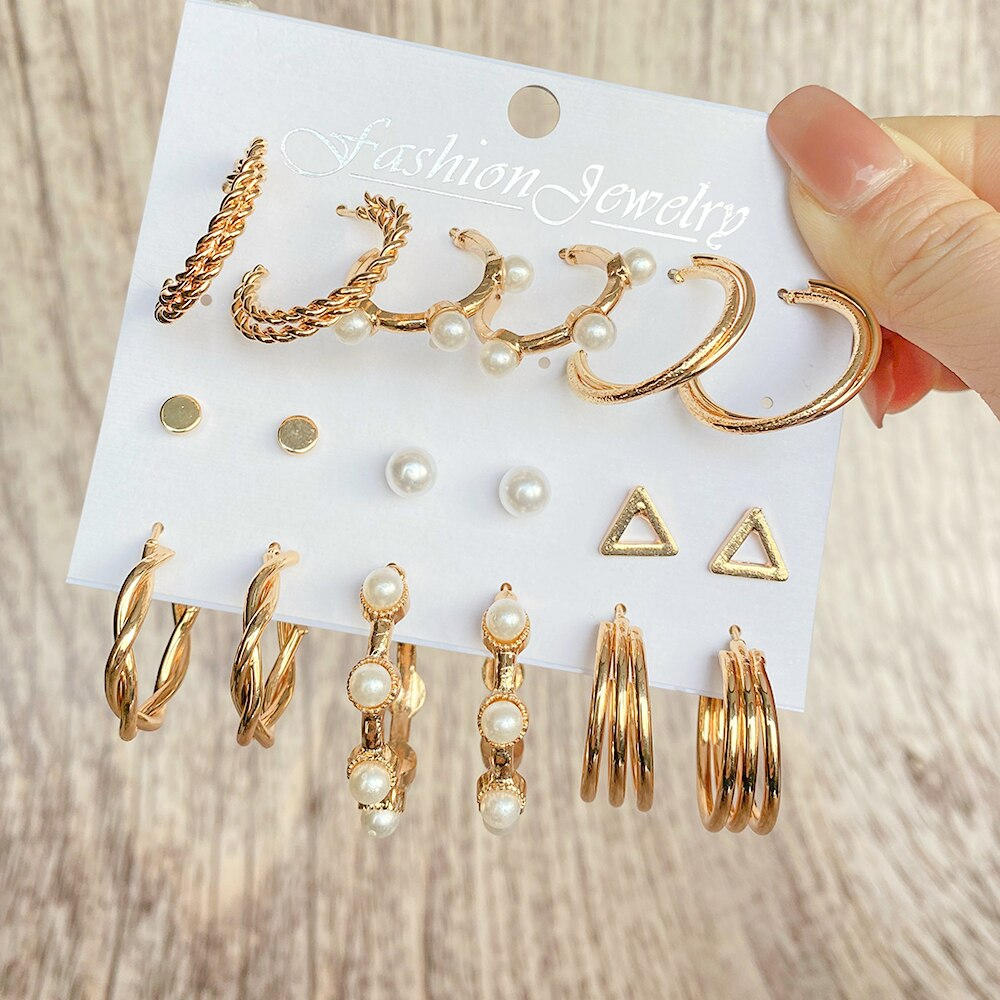 Set bông tai DODDER mạ vàng bằng kim loại đính ngọc trai nhân tạo thiết kế hình tròn hợp thời trang cho nữ