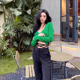 Áo len cardigan xanh lá
