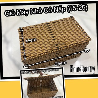 Giỏ Mây Chữ nhật Có Nắp Nhỏ (15*25cm)