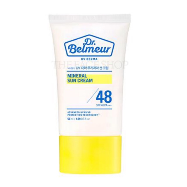 Kem chống nắng dưỡng ẩm cho da mụn nhạy cảm vitamin E The Face Shop Dr Belmeur Mineral Sun Cream SPF48+++ 50ml