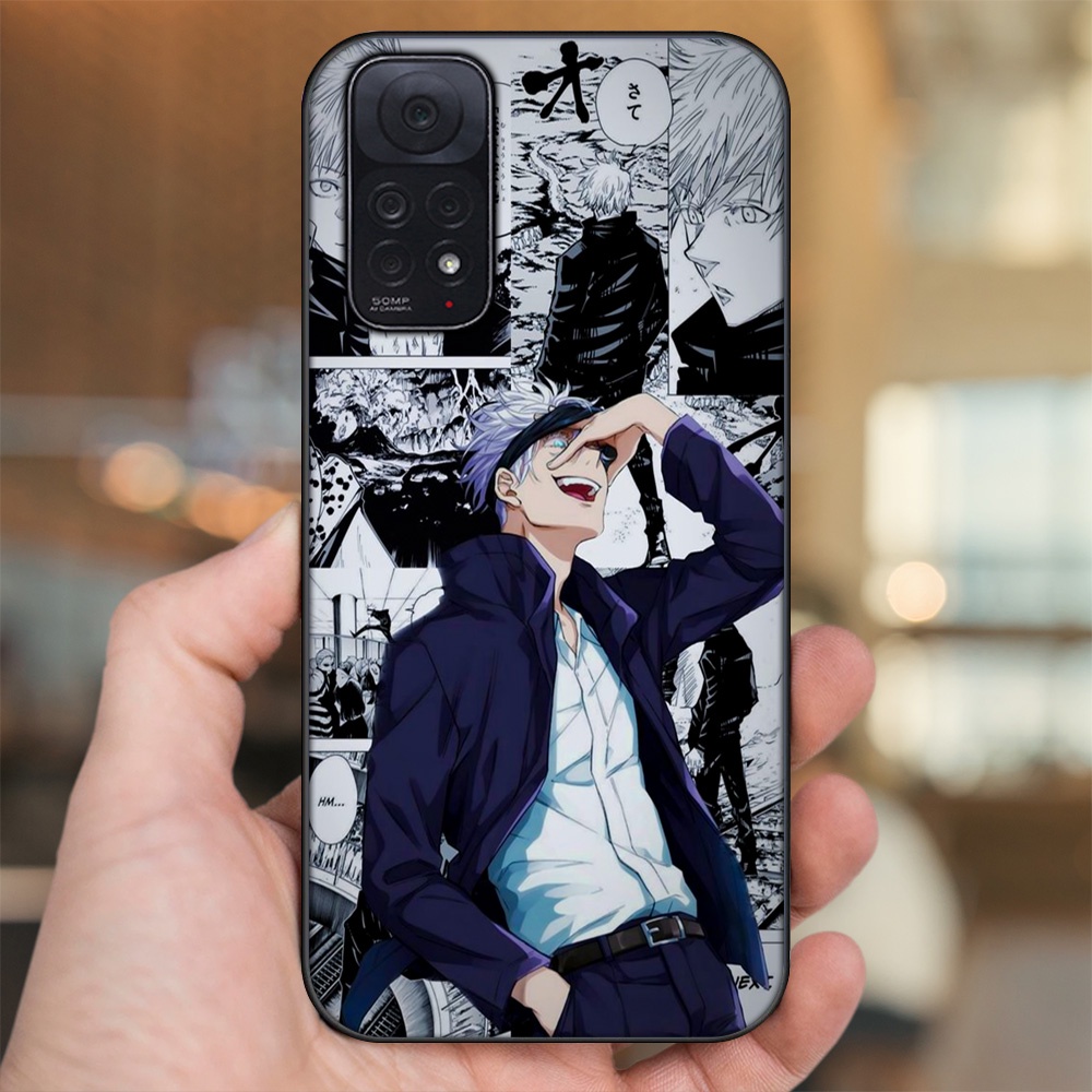 Ốp lưng Xiaomi Redmi Note 11, Note 11s viền đen in hình Satoru Jujutsu Kaisen