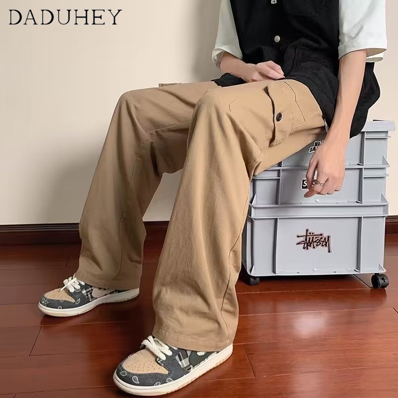 DaDuHey Autumn American Style Retro Multi-Pocket Versatile Workwear Pants Men and Women Couple Loose Straight Casual Pants