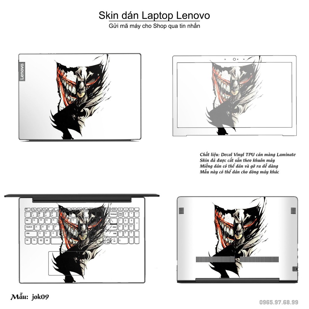 Skin dán Laptop Lenovo in hình Joker nhiều mẫu 2 (inbox mã máy cho Shop)