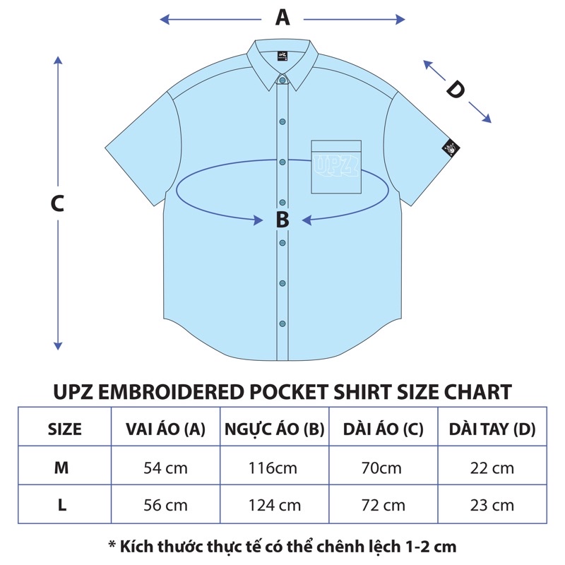 UPZ Áo Sơmi Túi Thêu Chữ UPZ (3 Màu)