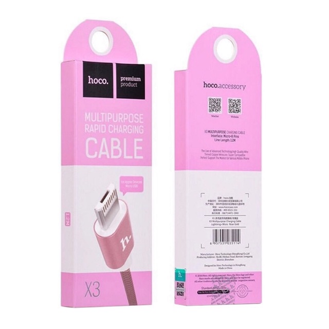 Cáp sạc kép Lighting và Micro USB HOCO X3 
