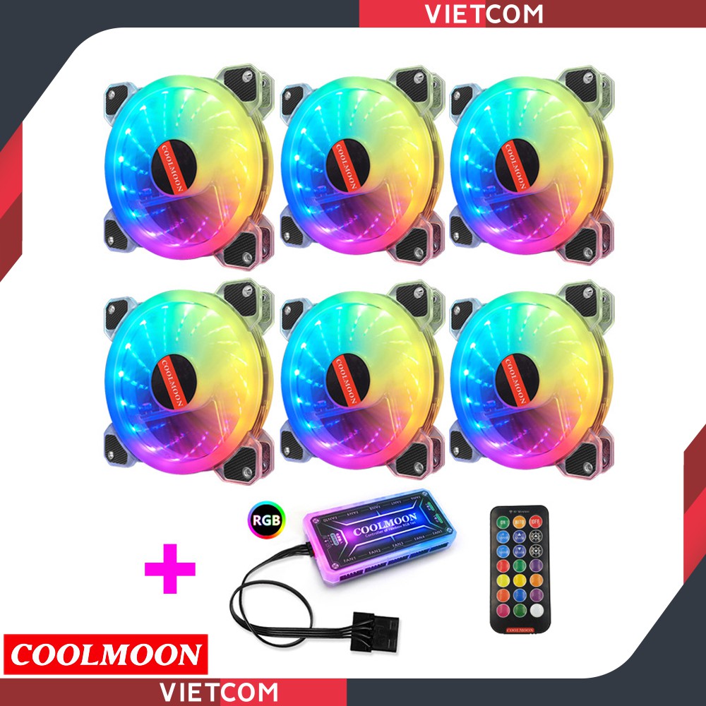 [ 10 MẪU - 50 COMBO ] Fan Led RGB Coolmoon + Bộ Hub Coolmoon & Remote - LED RGB 16 Triệu Màu, 366 Hiệu Ứng