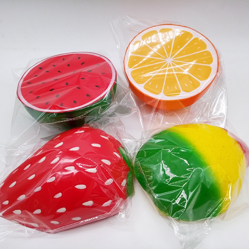 (4 LOẠI) Squishy nửa quả hoa quả khổng lồ dưa hấu xoài dâu cam mềm mịn đàn hồi giải tỏa căng thẳng