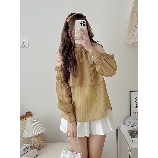 Áo rớt vai dài tay 4 màu (hàng mới về)