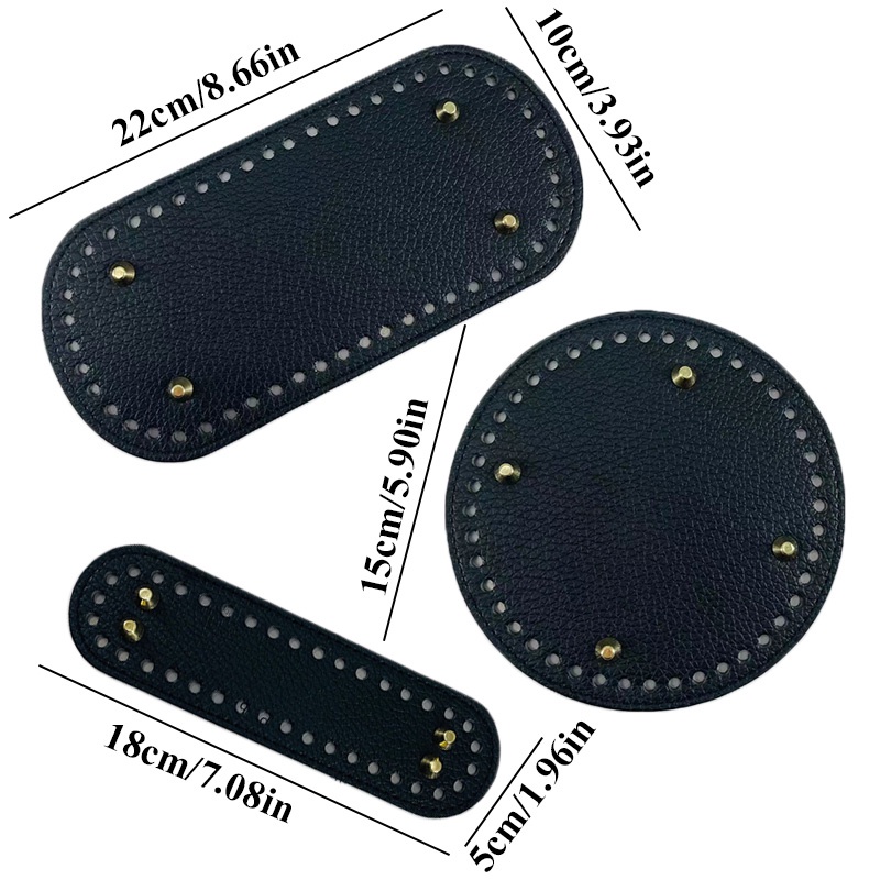 Ailigap Đinh Tán PU Màu Trơn Hình Oval Đế Dệt Tay Đế Túi Xách / Đáy Hạt Cườm Bền