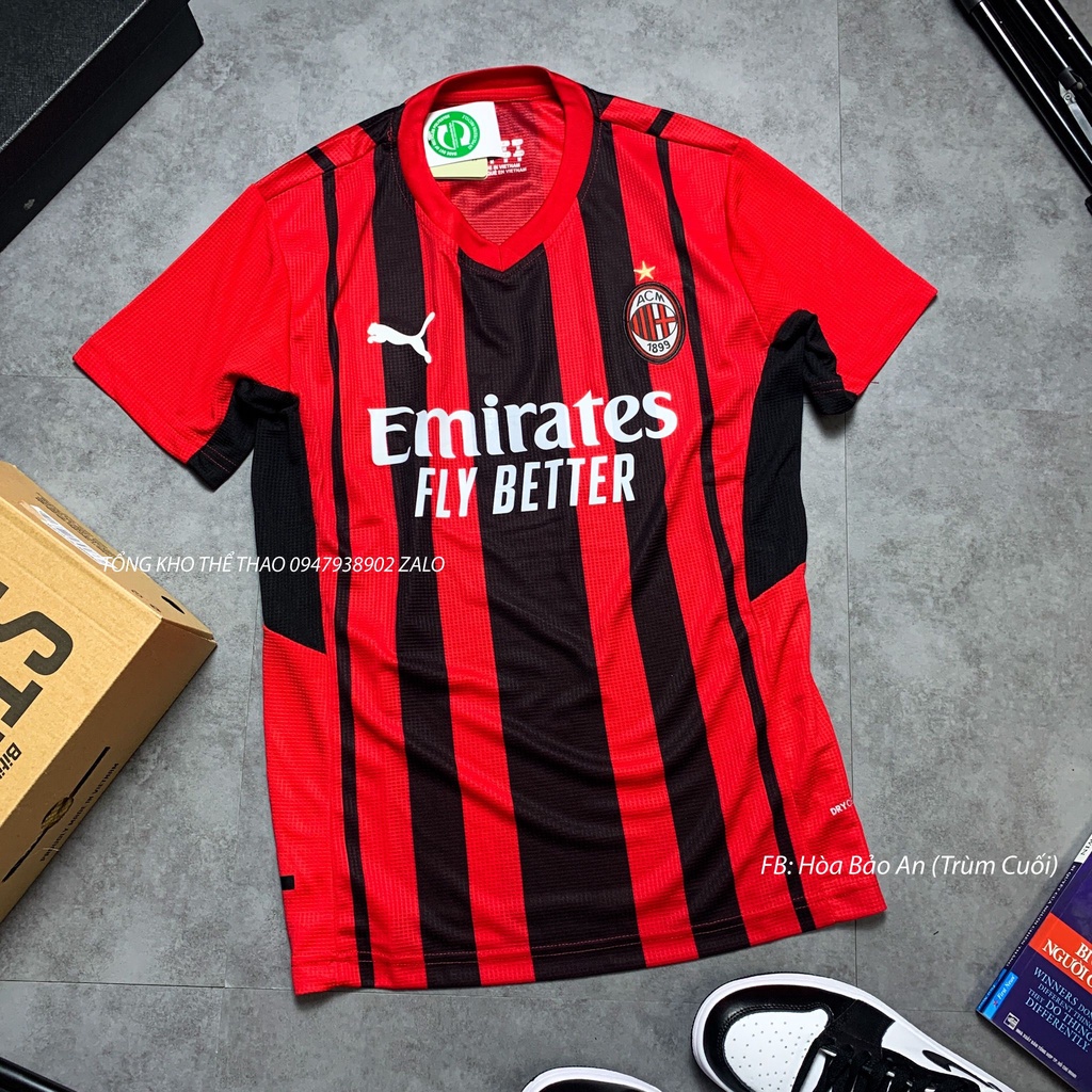 Set Bộ Thể Thao nam Quần Áo Bóng Đá CLB AC Milan Sân nhà mùa 2021/22 - Vải thái chuẩn áo thi đấu - Áo Bóng Đá