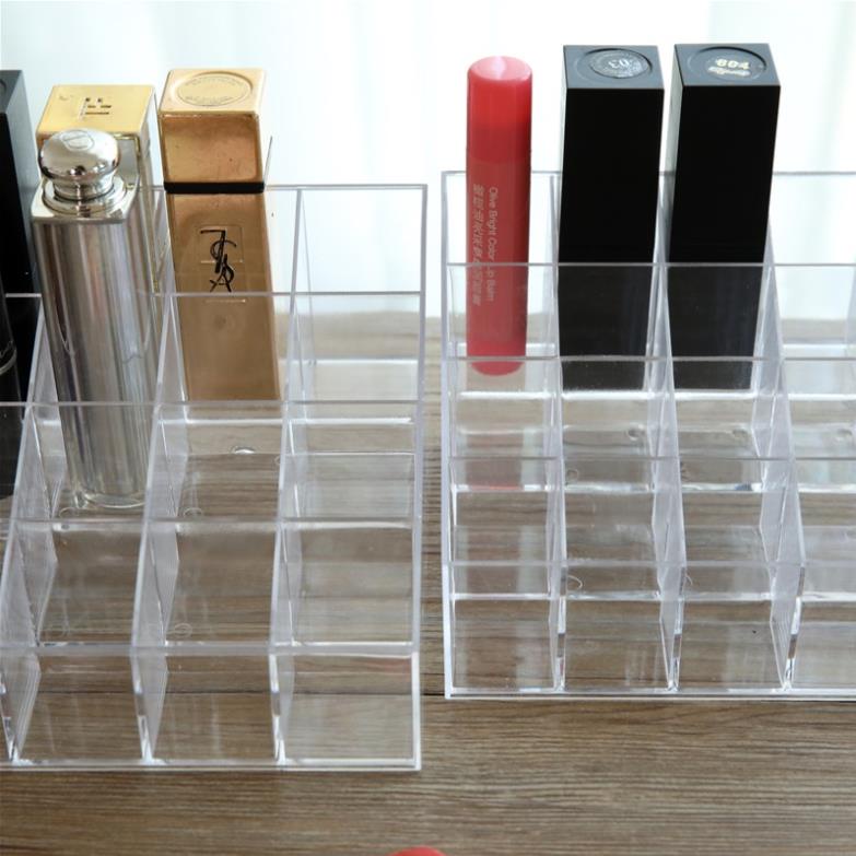 Khay Đựng Son 24 Ô Trong Suốt, Khay Đựng Son Và Mỹ Phẩm Loại Nhỏ Cùng Cọ Trang Điểm Chất Liệu Mica