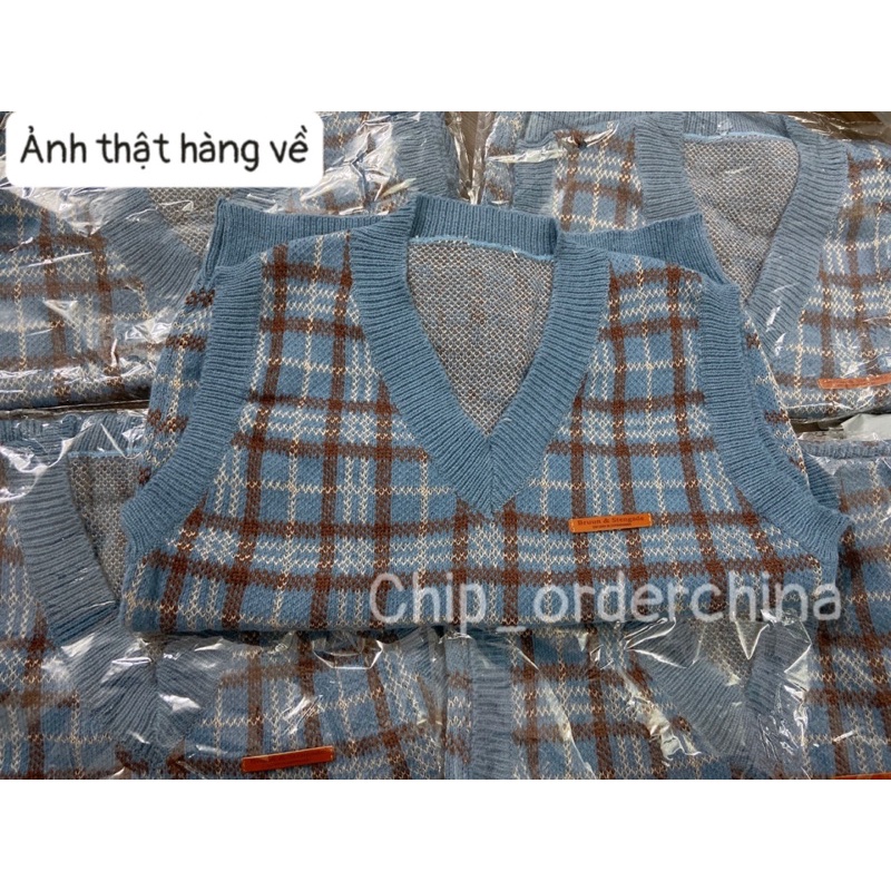 Áo gile len kẻ dáng rộng mẫu mới siêu hot,phong cách hàn quốc | BigBuy360 - bigbuy360.vn