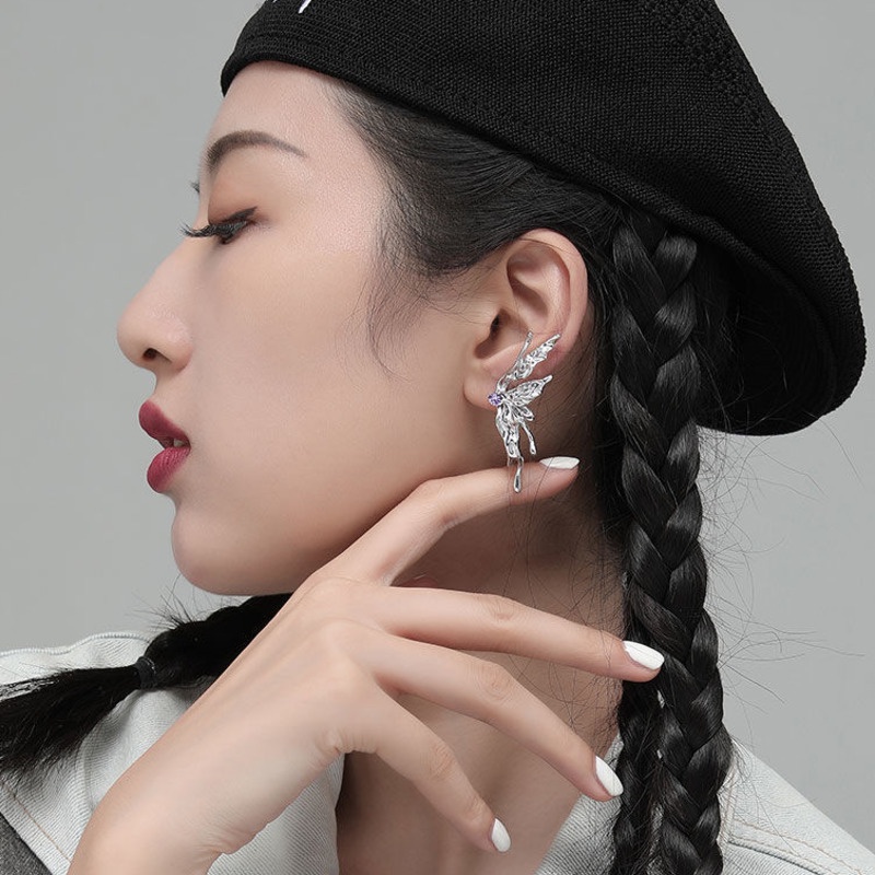 Khuyên Tai Hình Cánh Bướm Phong Cách Hip Hop Âu Mỹ Thời Trang