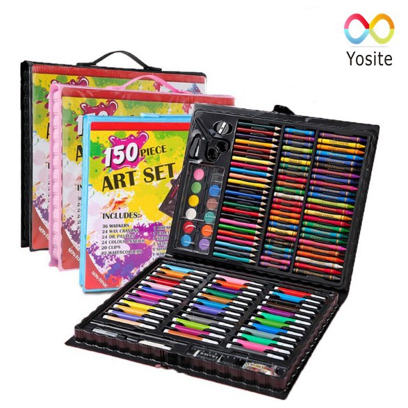 Bộ màu vẽ 150 chi tiết cho bé phát huy năng khiếu mỹ thuật,dễ sử dụng đựng trong vali xinh xắn mang đi học