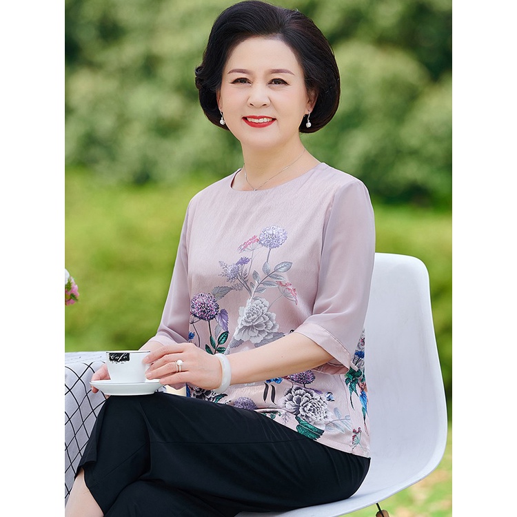 Áo lụa cho người già, áo sơ mi nư trung niên