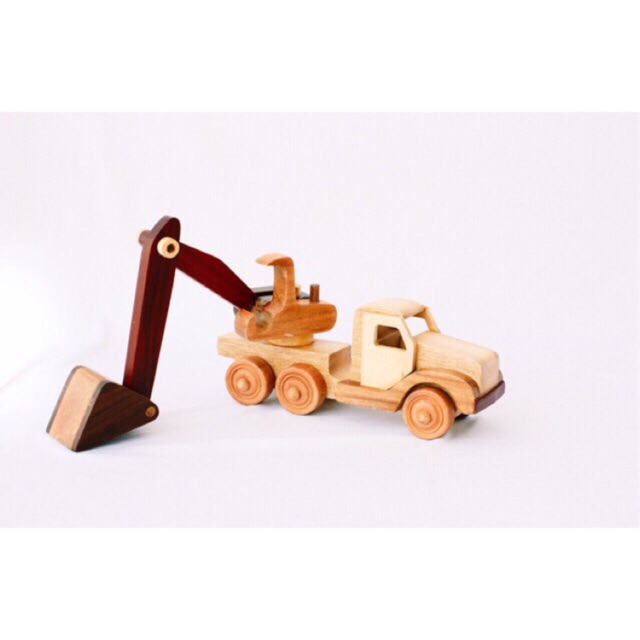 Đồ nội thất trang trí xe gỗ xe múc gỗ- xe ô tô gỗ - xe múc gỗ đồ chơi