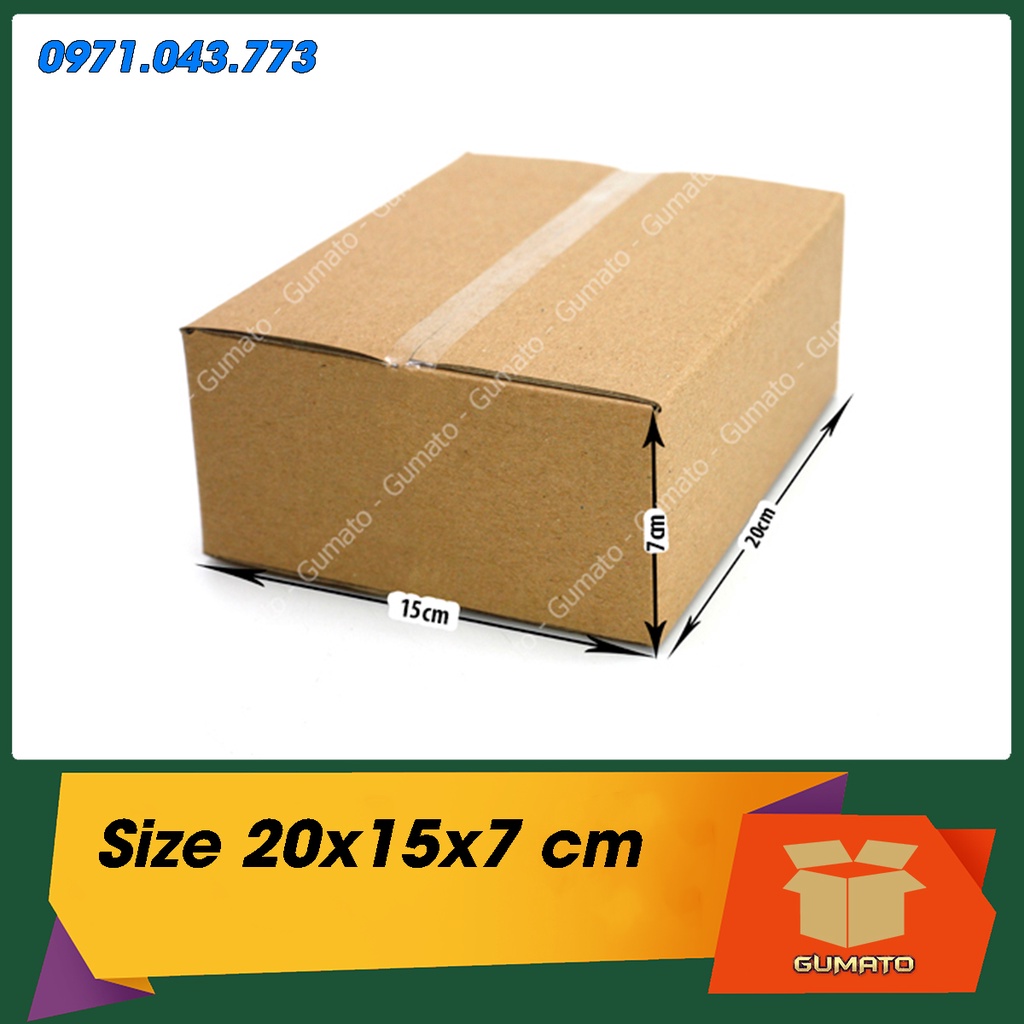 Size 20x15x7 cm, hộp giấy thùng carton gói hàng tại Gumato (Mã số P54)