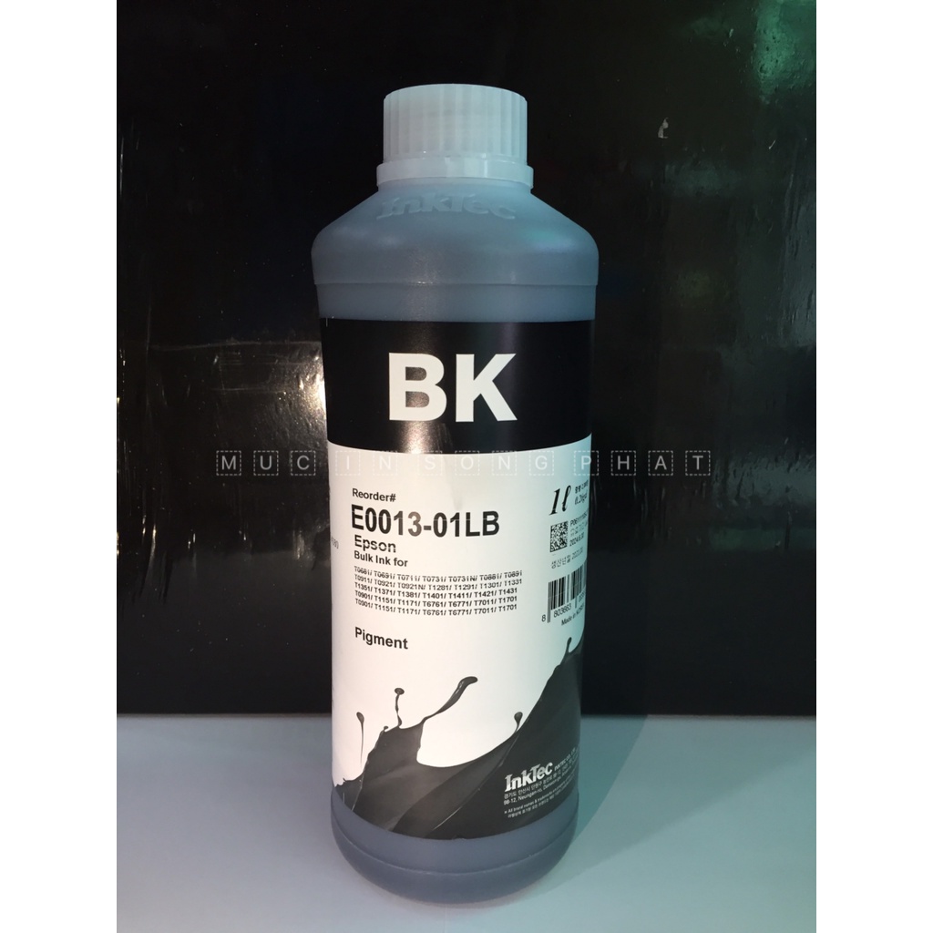 [Mã 33ELSALE hoàn 7% đơn 300K] Bộ 4 chai Mực in dầu (BK/M/Y/C) Pigment Epson Inktec Hàn Quốc 1 Lít