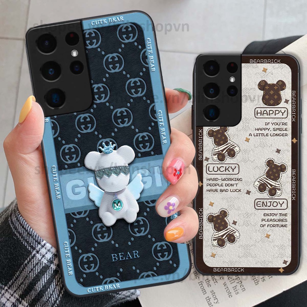 Ốp Samsung S21 Ultra hình gấu bear brick đẹp độc lạ, thời trang, cá tính