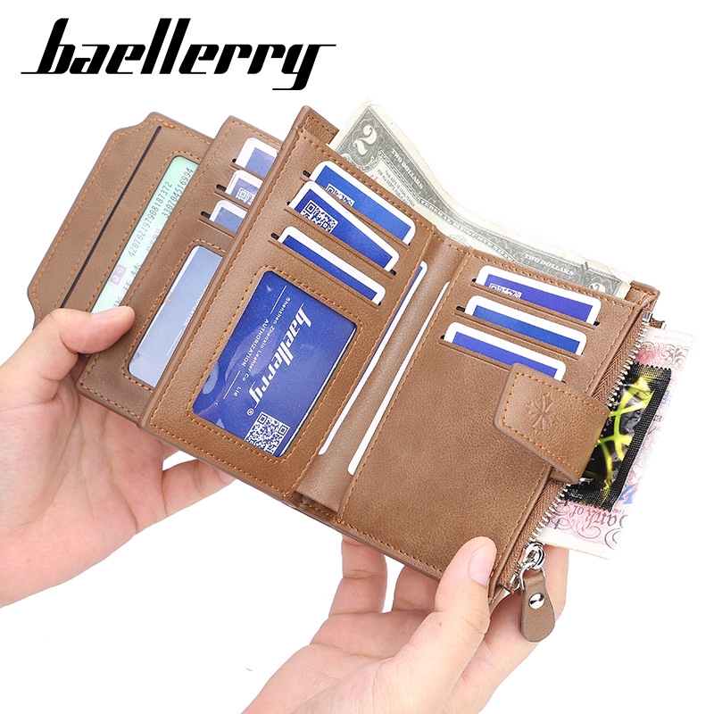 Ví Ngắn Baellerry Nhiều Ngăn Đựng Thẻ Chất Lượng Cao Cho Nam