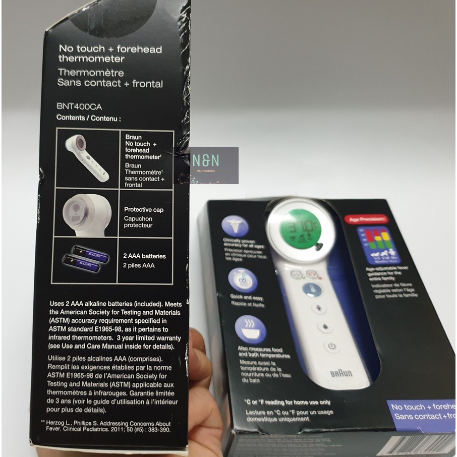 Nhiệt kế đo trán chạm hoặc không chạm Braun hồng ngoại - BNT400CA Thermometre Touch/No Touch
