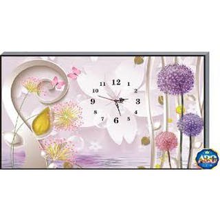 Tranh Đính Đá Đồng Hồ Hoa Đẹp Df2730 75*50cm