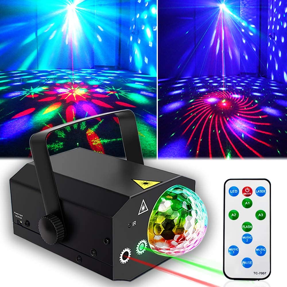 Đèn LED nháy theo nhạc kết hợp laser flash có điều khiển - phòng bay chiếu ánh sáng