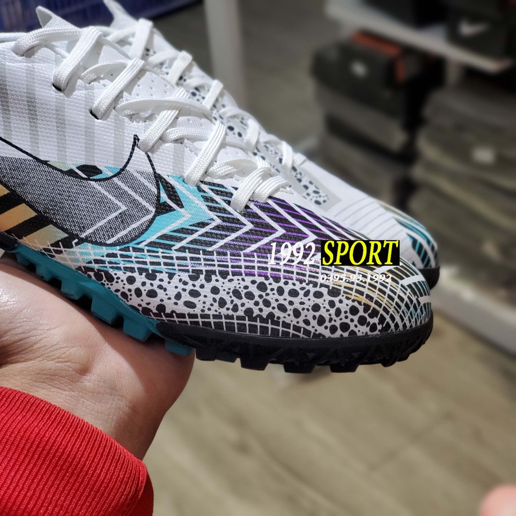 Giày Bóng Đá Mercurial Vapor 13 Academy Trắng Xanh Lá Xanh Ngọc TF