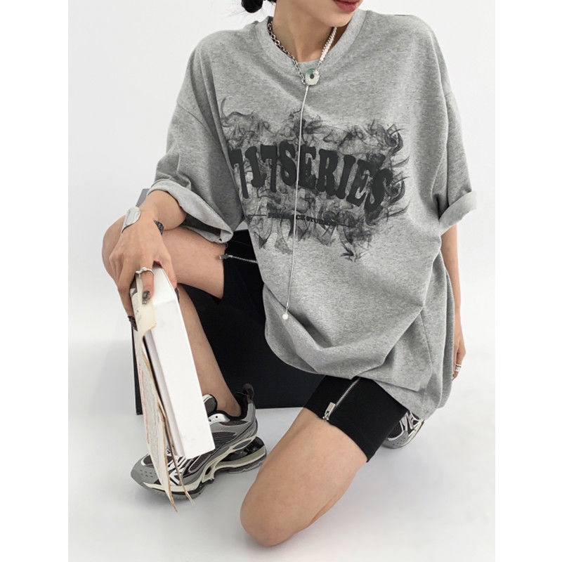 COZOK Áo Thun Tay Ngắn Dáng Rộng In Hình Bọt Biển Thời Trang