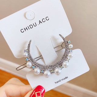 Kẹp tóc đính đá hình mặt trăng