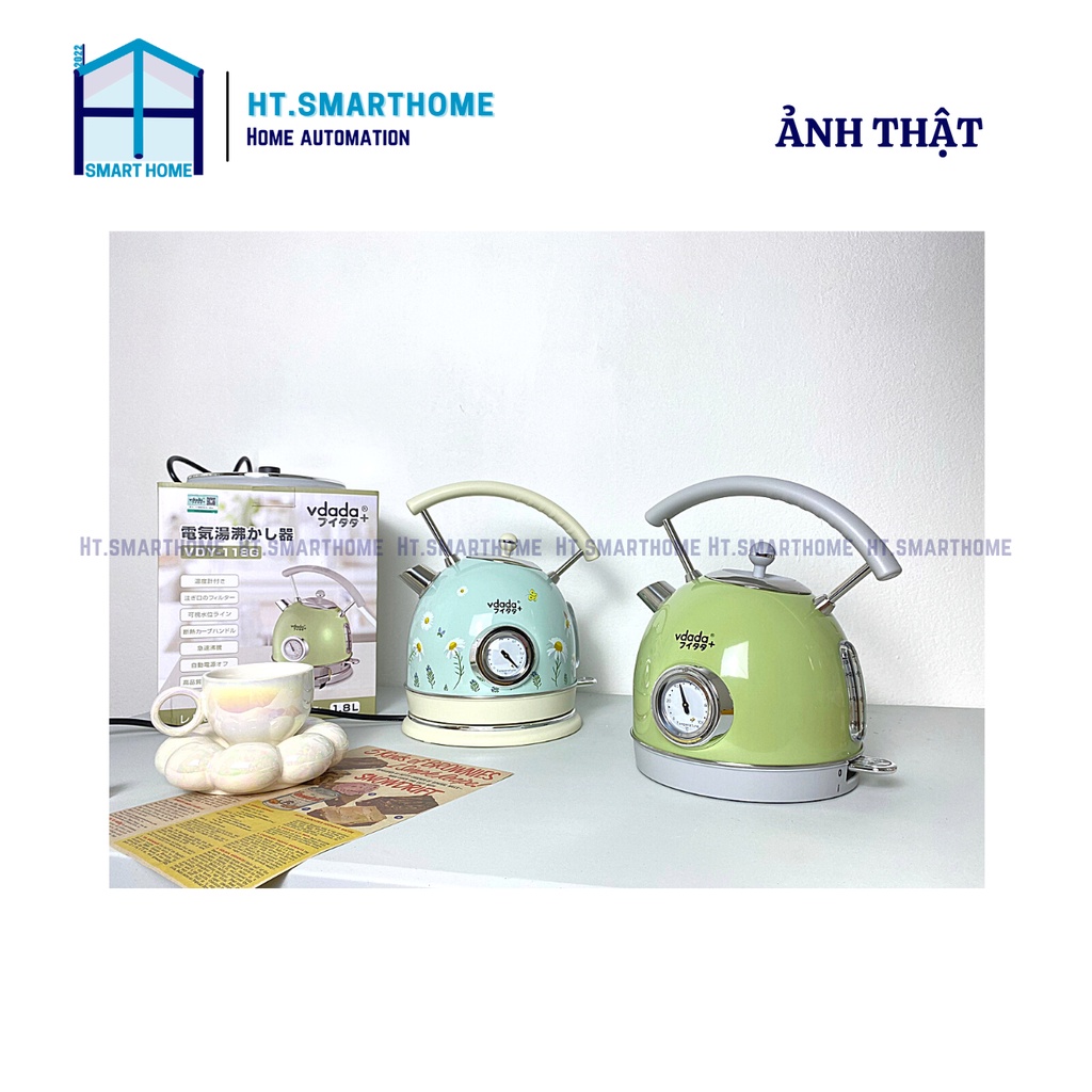 Ấm siêu tốc Nhật Bản VDADA 1,8L 1800W - Cách nhiệt 2 lớp, sôi nhanh trong 5 phút tự ngắt thông minh
