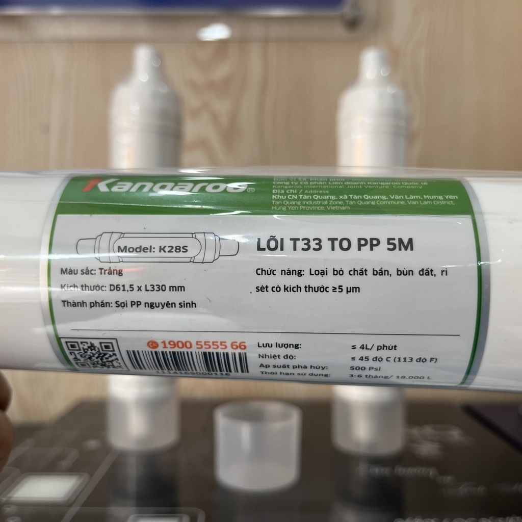 Bộ 3 Lõi Lọc nước, Lõi Lọc Thô KANGAROO KG100HK Số 1 2 3, thiết kế nguyên khối thế hệ mới