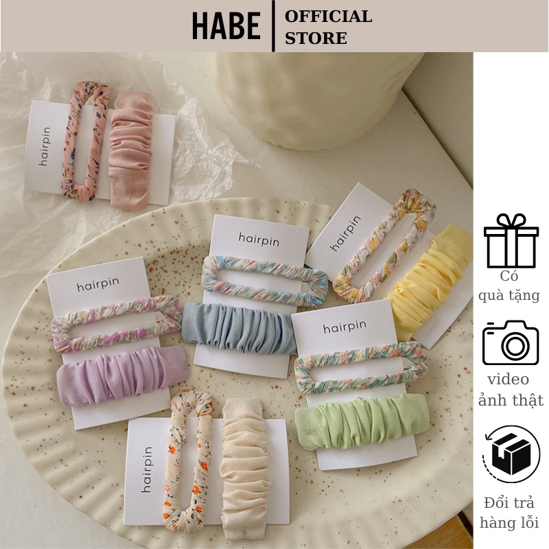 Kẹp tóc mái Hàn Quốc đẹp set 2 chiếc, cặp tóc mái nữ dễ thương HABE PKT03