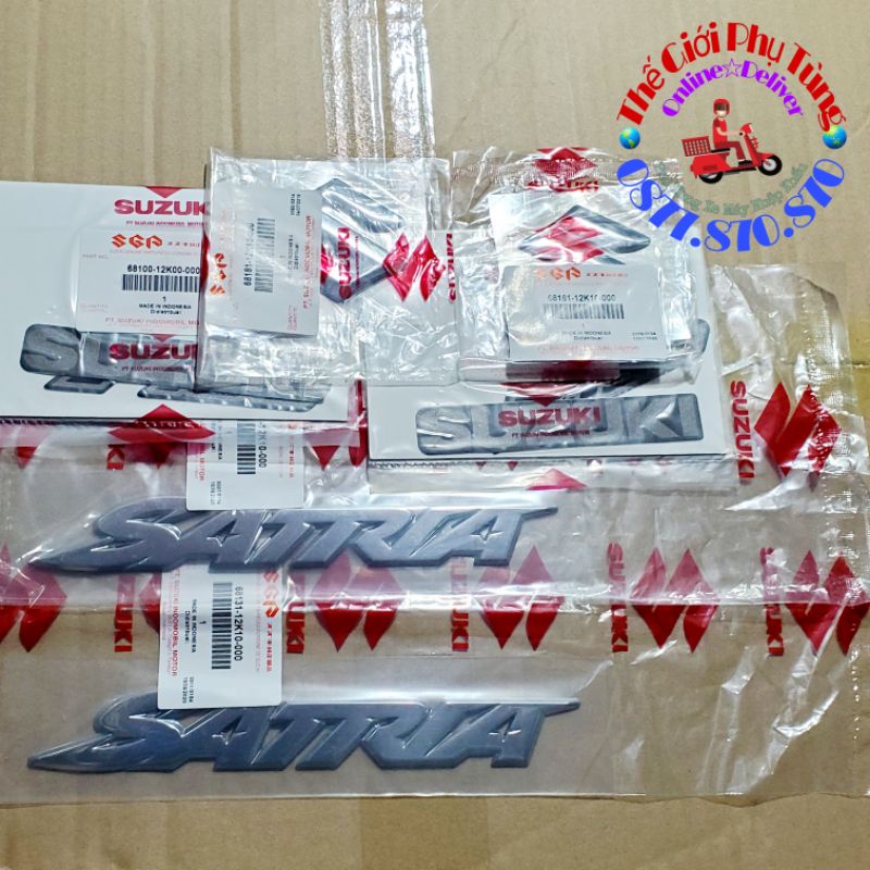 Bộ tem chữ nổi Satria fi zin Suzuki Indo - 68181-12K10-000/ 68100-12K00-000 / 86131-12K10-000
