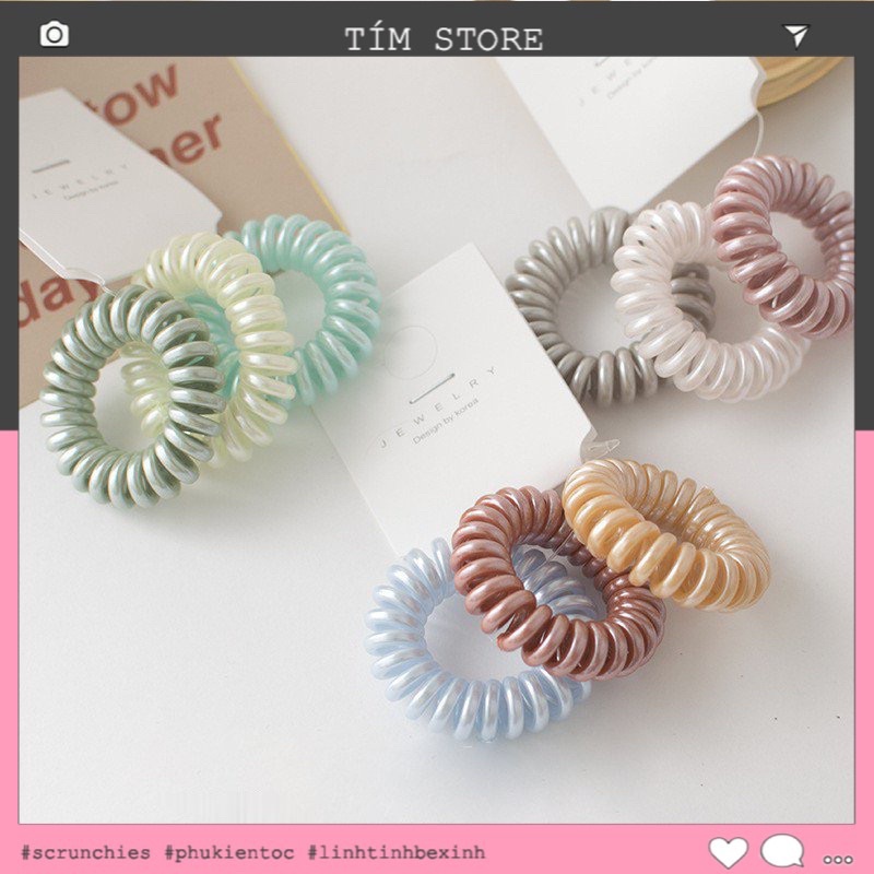Dây cột tóc nữ lò xo nhiều mẫu TÍM STORE phụ kiện tóc thời trang nữ phong cách hàn quốc