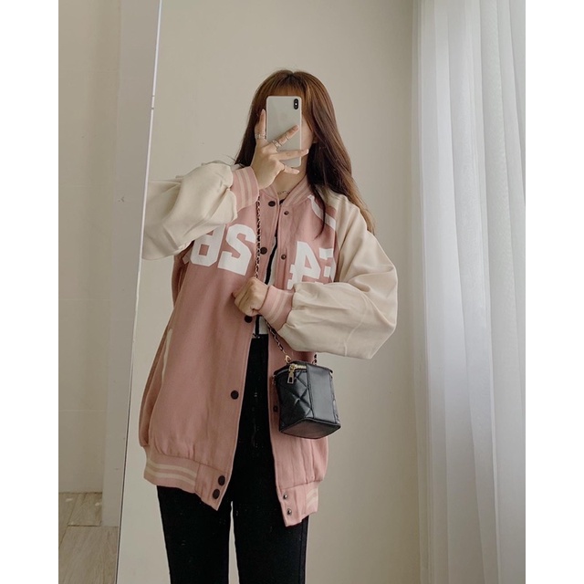 Áo varsity cúc nhôm bấm, Áo khoác boomber jacket 761