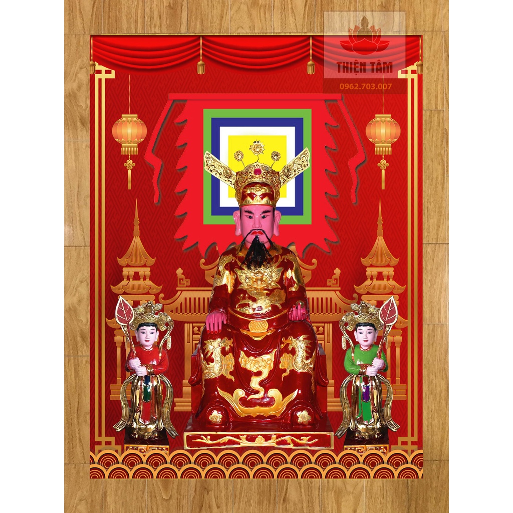 Tranh đức thánh Trần Triều 3D bằng vải phủ bóng cao cấp dày dặn KHÔNG KHUNG