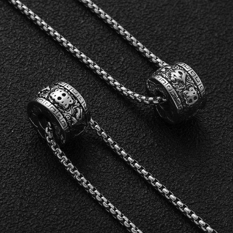 Vòng cổ Thép Titan Mặt Tròn Phong Cách vintage Cho Nam