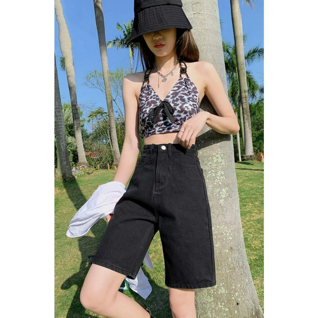 「 WELOVE1 」Quần Short Denim Lưng Cao Dáng Rộng Nhiều Màu Thời Trang Mùa Hè Cho Nữ