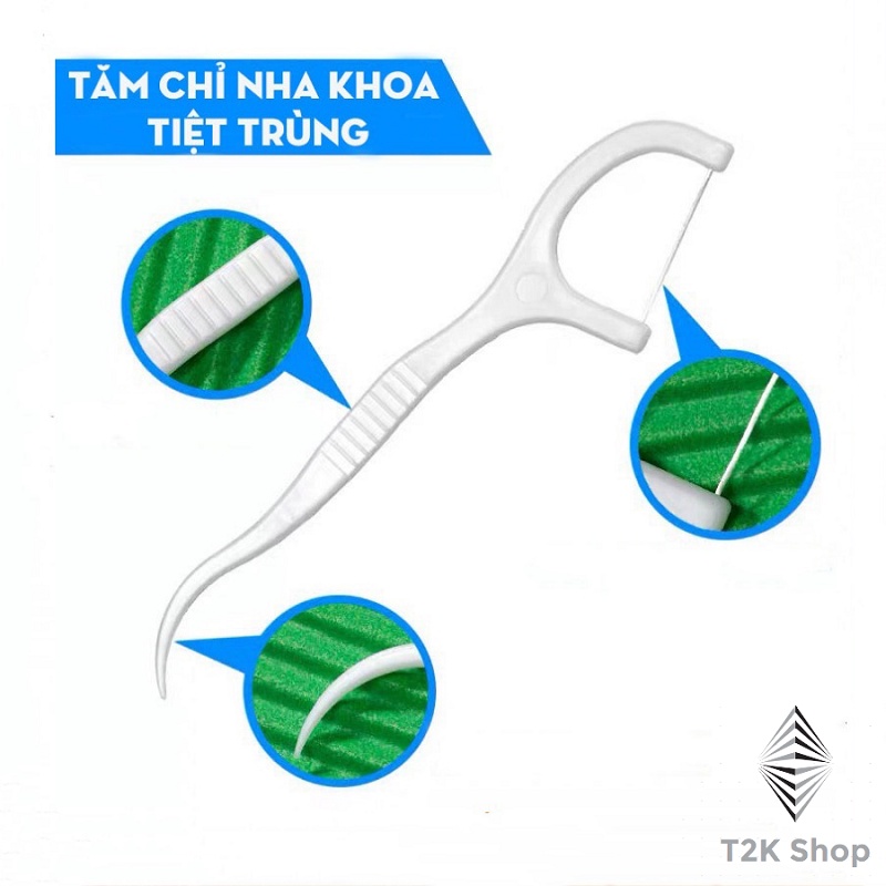Tăm chỉ nha khoa hộp 50c chăm sóc vệ sinh răng miệng cho người niềng răng người răng thưa- T2K Shop