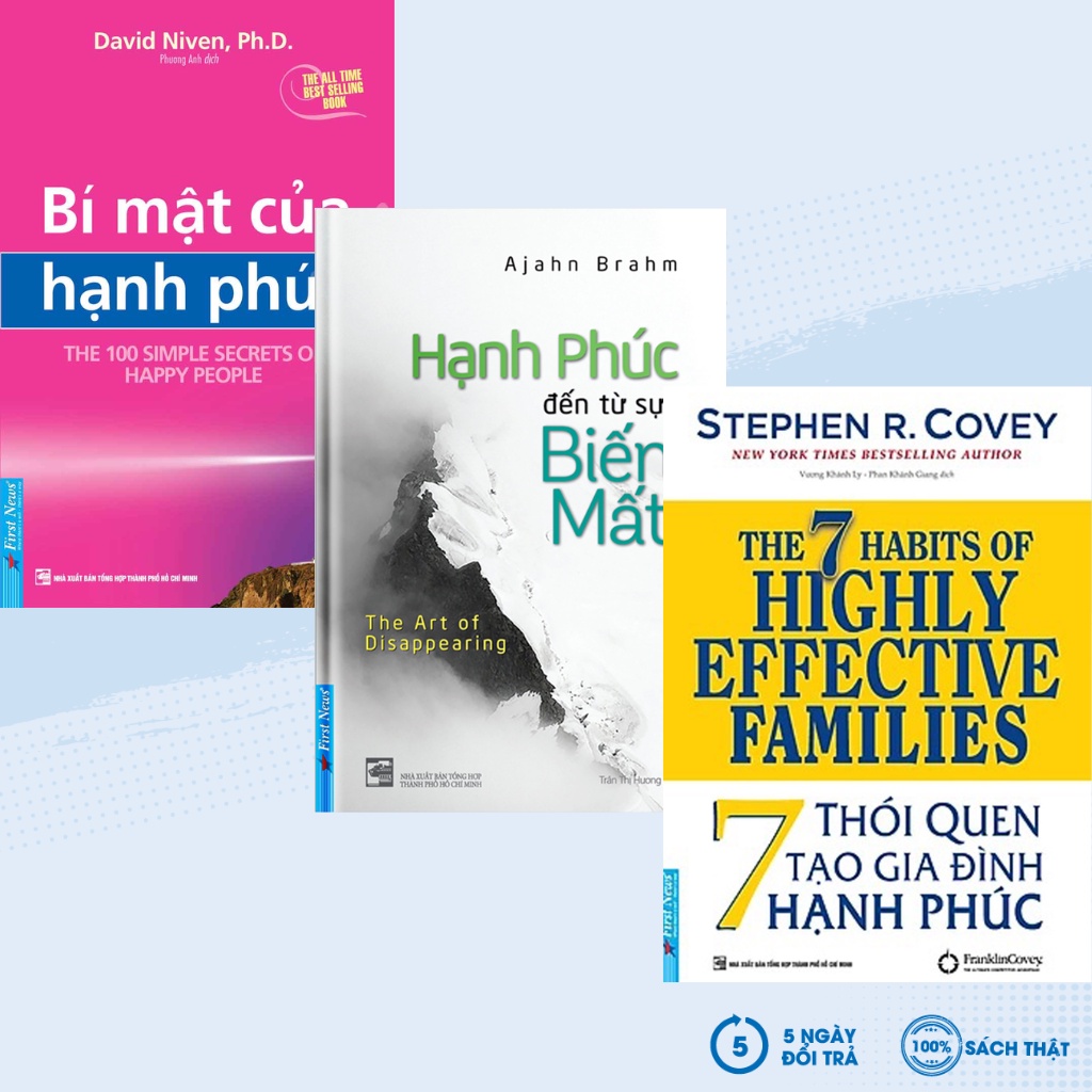 Sách - Combo Bí Mật Của Hạnh Phúc + Hạnh Phúc Đến Từ Sự Biến Mất + 7 Thói Quen Tạo Gia Đình Hạnh Phúc (Bộ 3 Cuốn) - FN