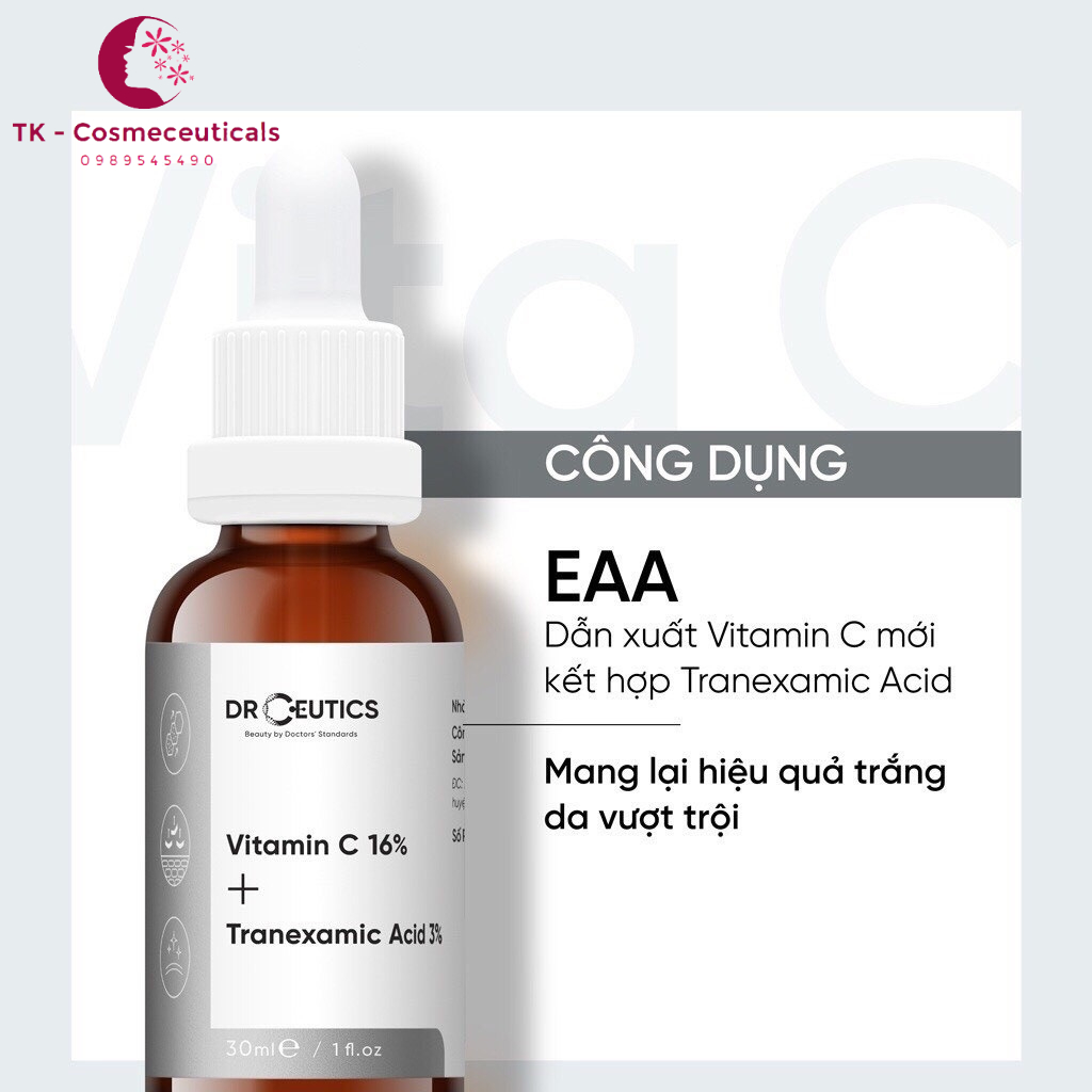 Serum Vitamin C 16% + Tranexamic Acid 3% DrCeutics Ngăn Ngừa Lão Hóa Và Làm Sáng Da - 30ml