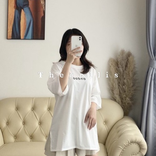 Áo phông nữ / Áo thun nữ tay lỡ form rộng màu trắng Onboo freesize, Vải cotton