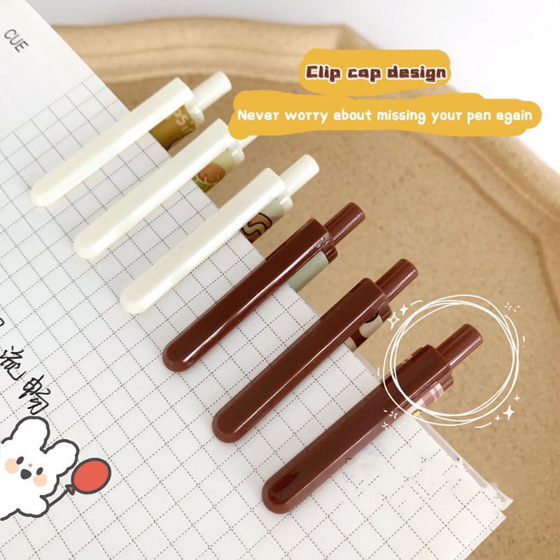 1 Bút Nước Mực Đen Nắp 0.5mm Hình Gấu Dễ Thương